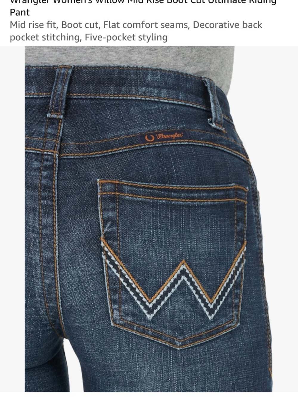 Wrangler Women's Willow Mid Rise Boot Cut Ultimate Riding Pants Size 13-34